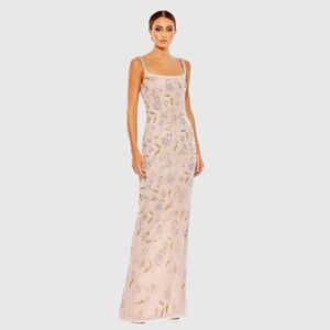 Mac Duggal Elegant Cream Maxi Dress